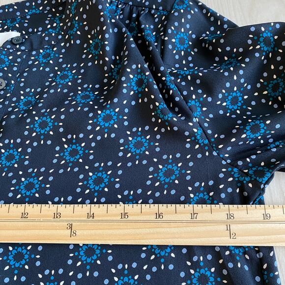 Ann Taylor LOFT Drop Waist Floral Tunic Dress‎ S Navy Teal Boho Coastal Cowgirl - Picture 7 of 9